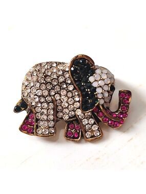 Bohemian Elephant Brooch Gem Loaded